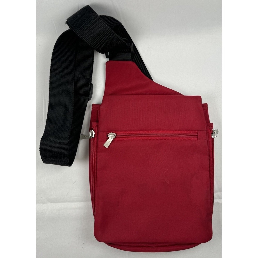 Red Travelon Multi-Pocket Crossbody Sling Messenger Nylon Bag Anti Theft Travel